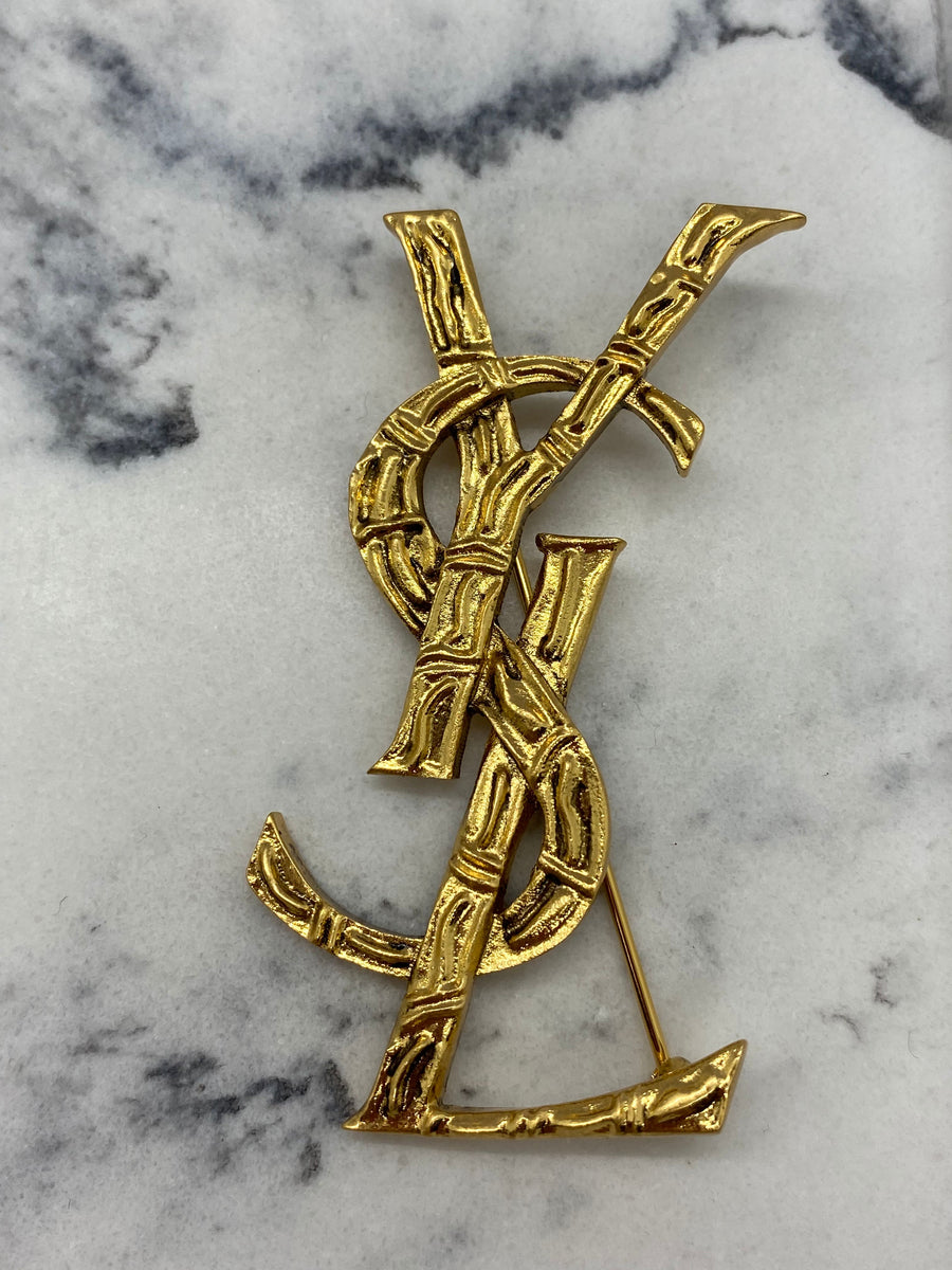 YSL Yves Saint Laurent Gold Tone Brooch Pin - USED