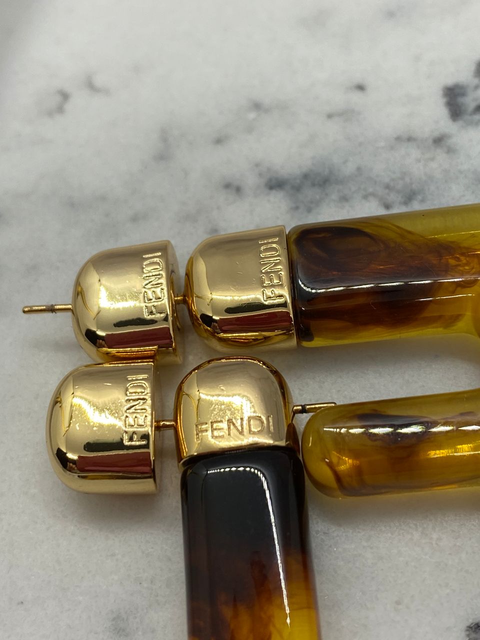 FENDI FF Acrylic Tortoise Earrings- Pre owned