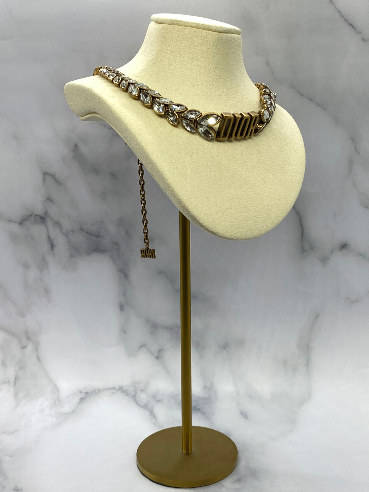 CHRISTIAN DIOR Brass & Rhinestone Necklace - Pre owned