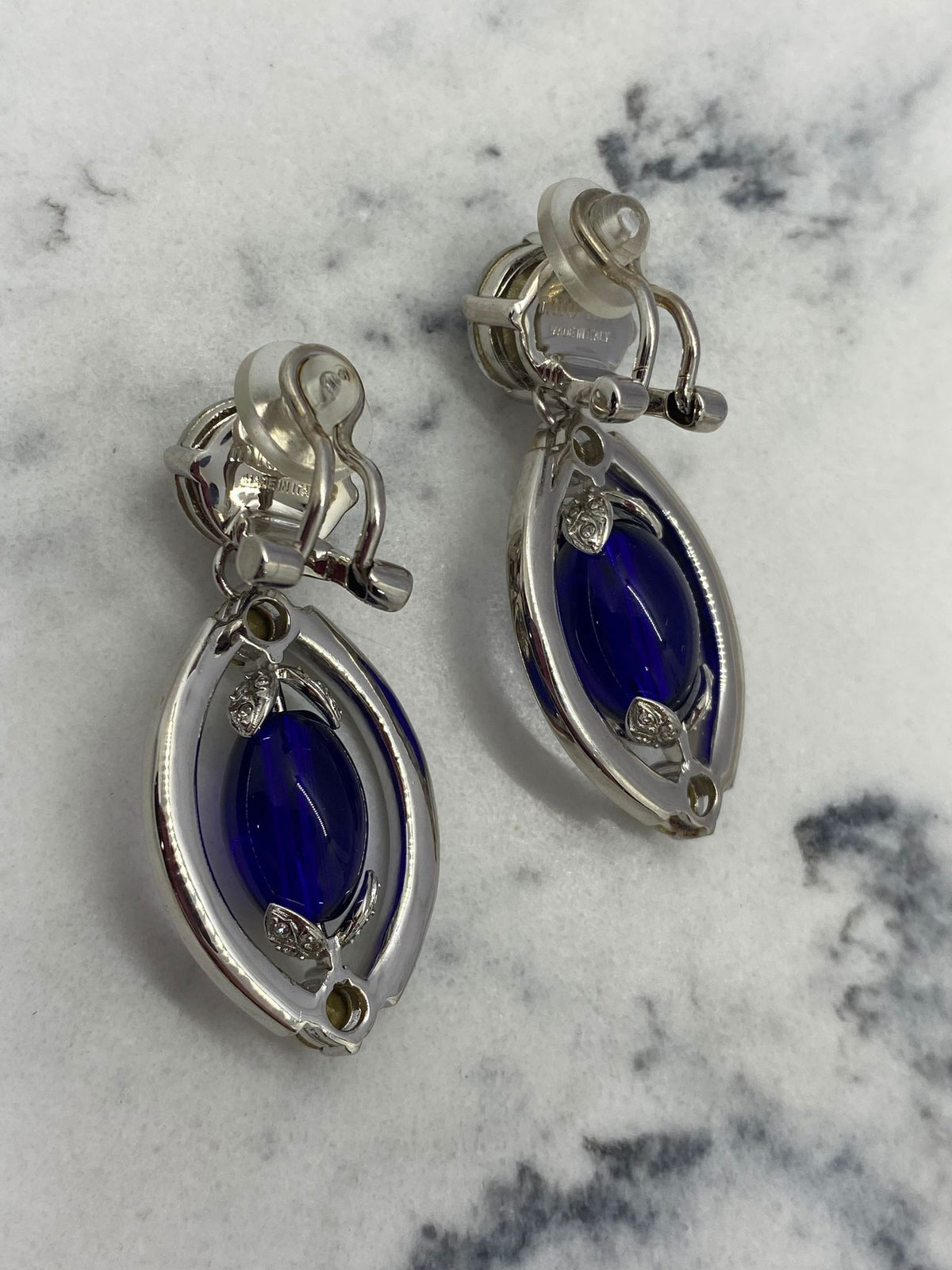 MIU MIU Blue Rhinestone Clip On Earrings - Pre owned
