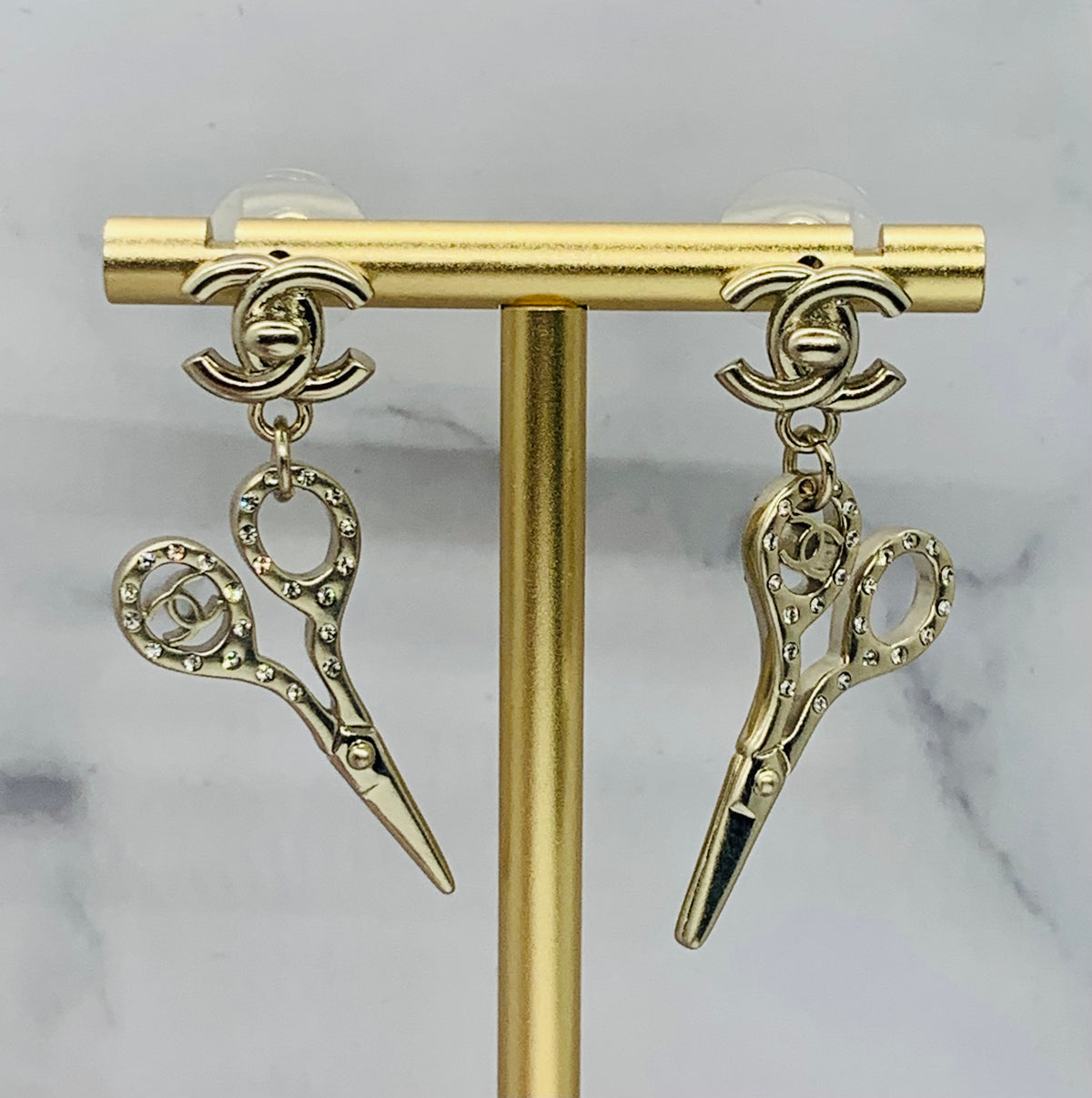 CHANEL CC Scissors Pendant Earrings - Pre owned