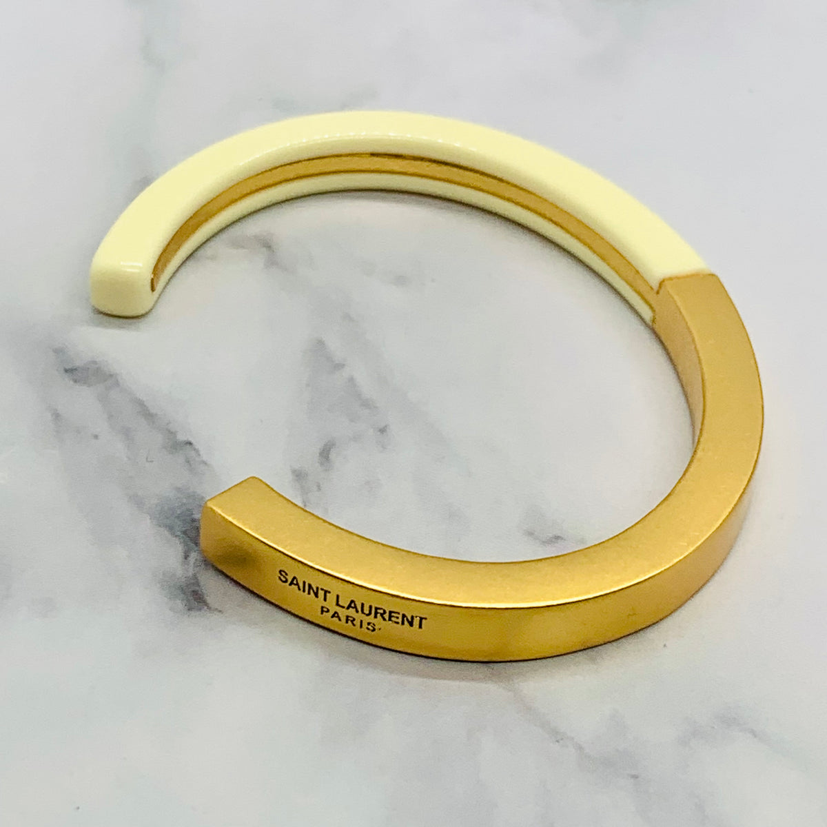 YSL YVES SAINT LAURENT Brass & Resin Cuff Bracelet - Pre owned