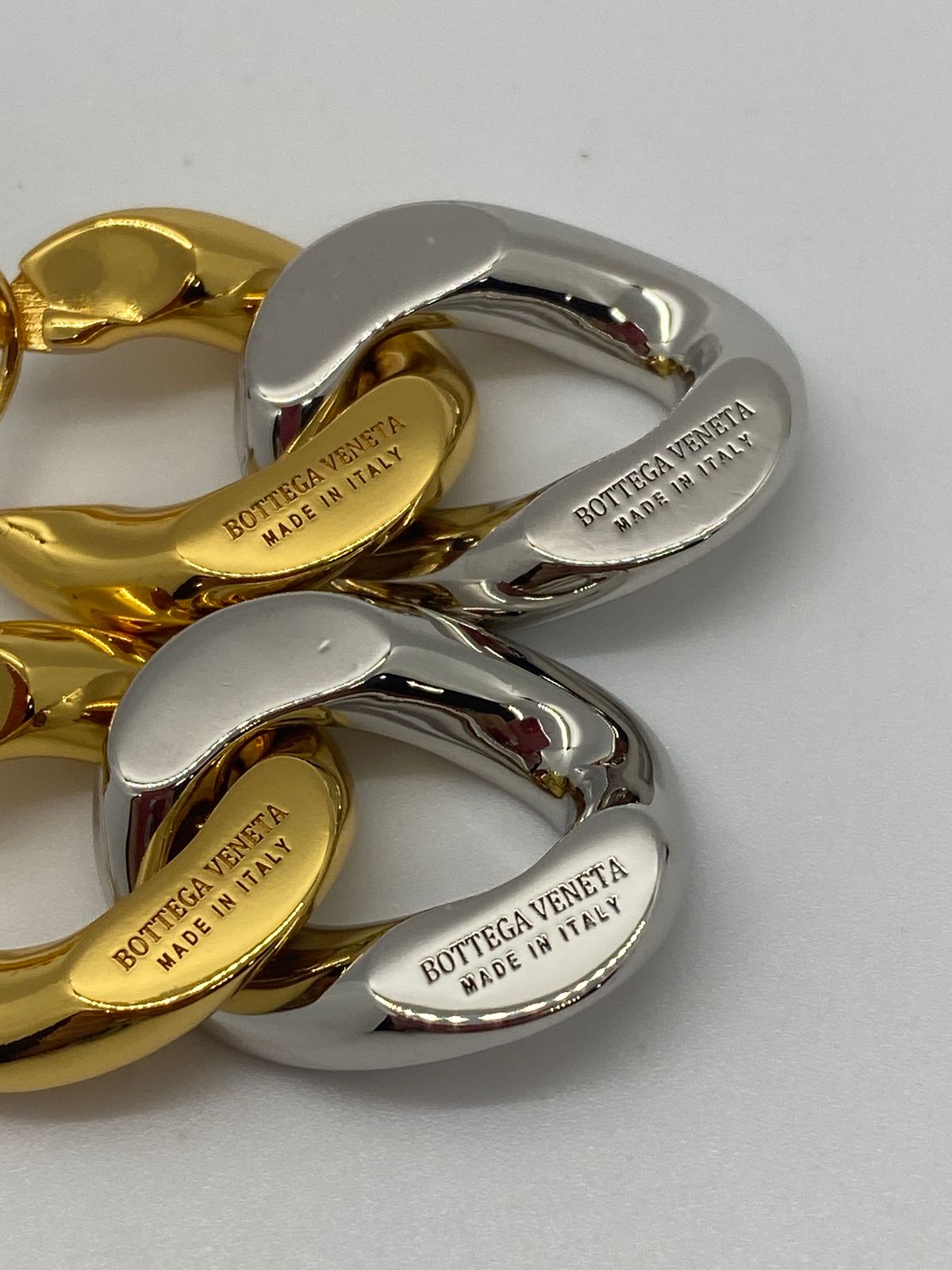 BOTTEGA VENETA Silver & Gold Tone Link Earrings - Pre owned