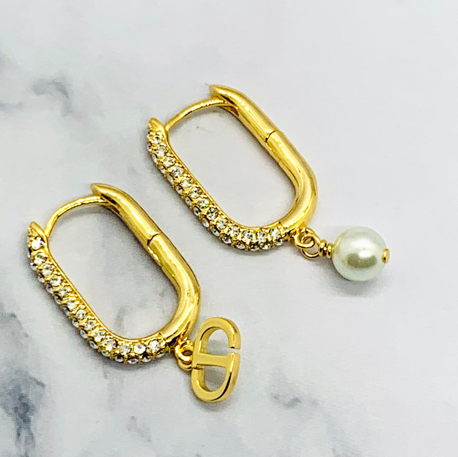 CHRISTIAN DIOR CD Hoop Earrings - Pre owned
