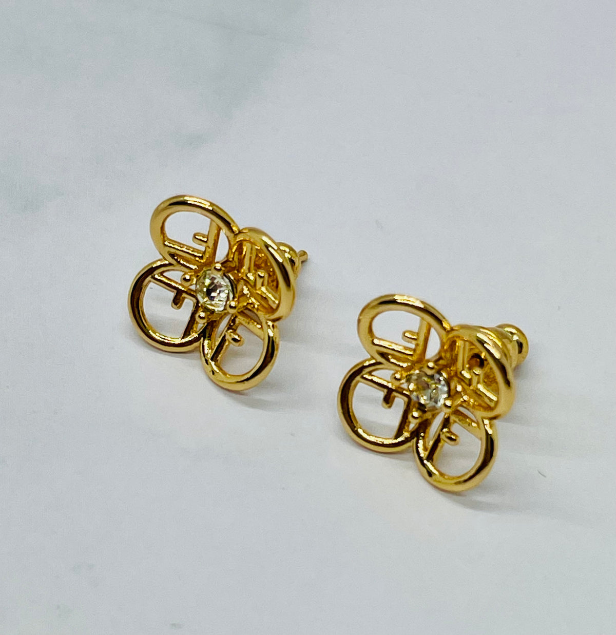 FENDI F Monogram Flower Earrings - Pre owned