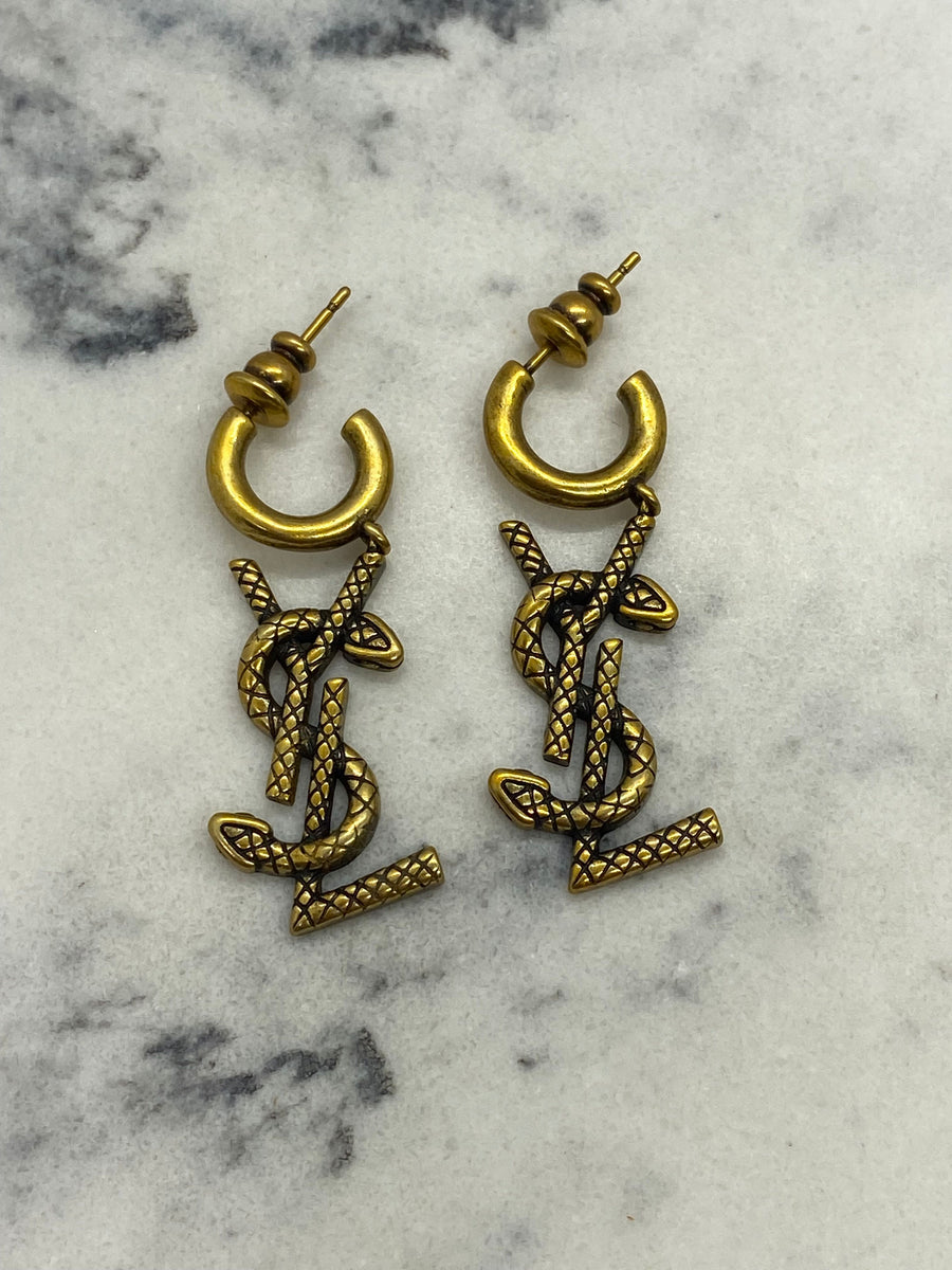 YSL Yves Saint Laurent Vintage Snake Earrings - USED