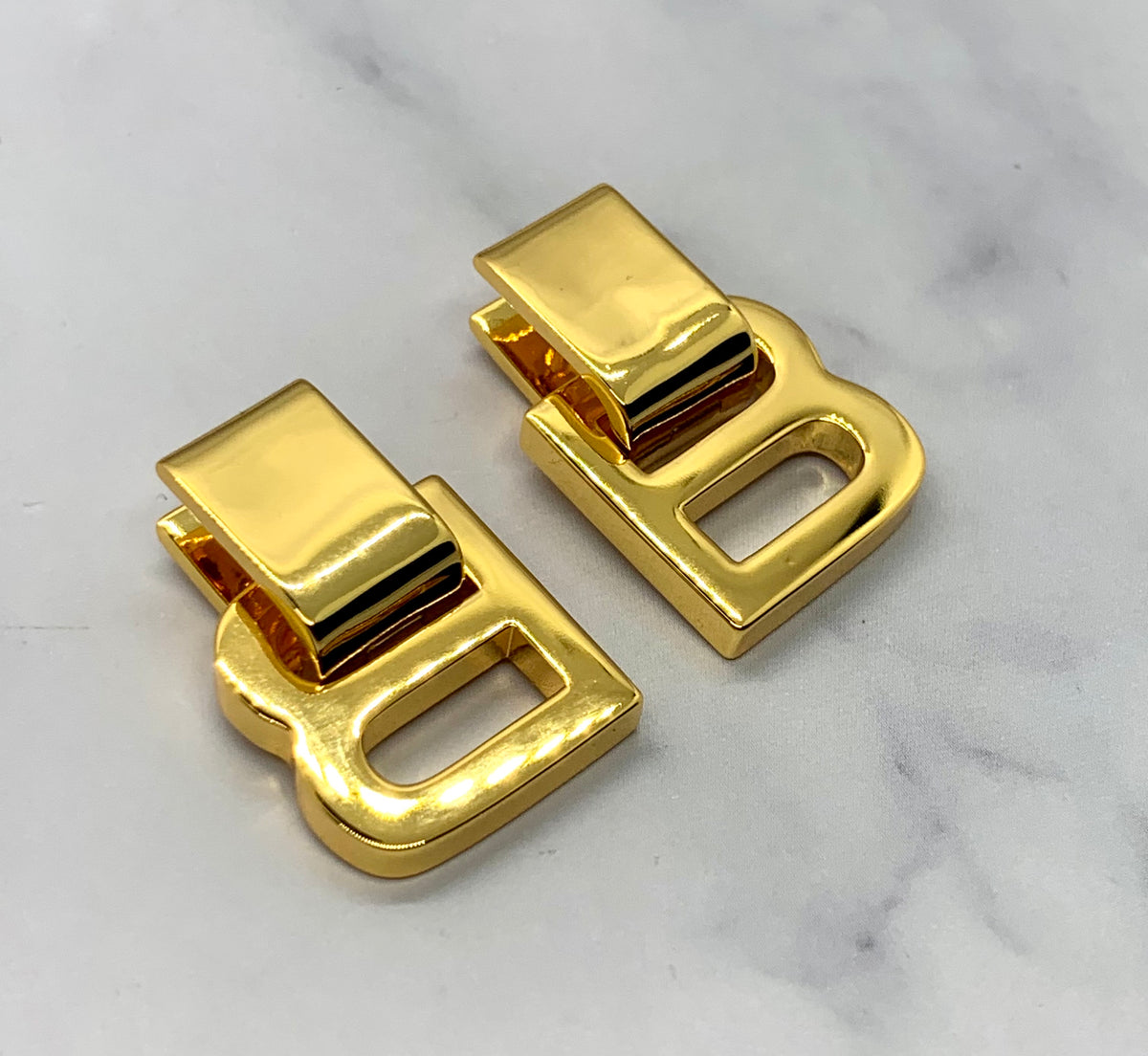 BALENCIAGA B Gold Tone Pendant Earrings - Pre owned