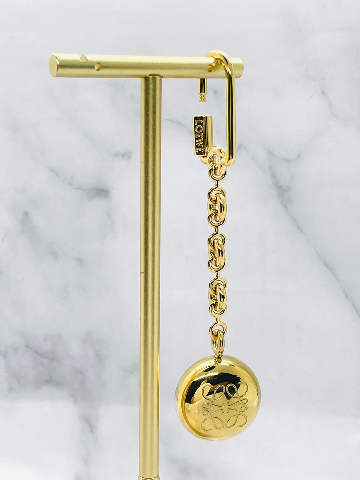 LOEWE Monogram Gold Tone Charm Key Chain - Pre owned