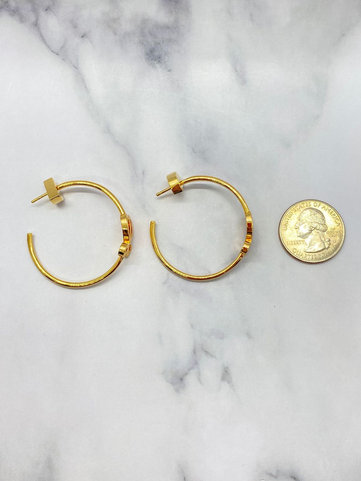 LOEWE L Gold Tone Hoop Earrings - Pre owned