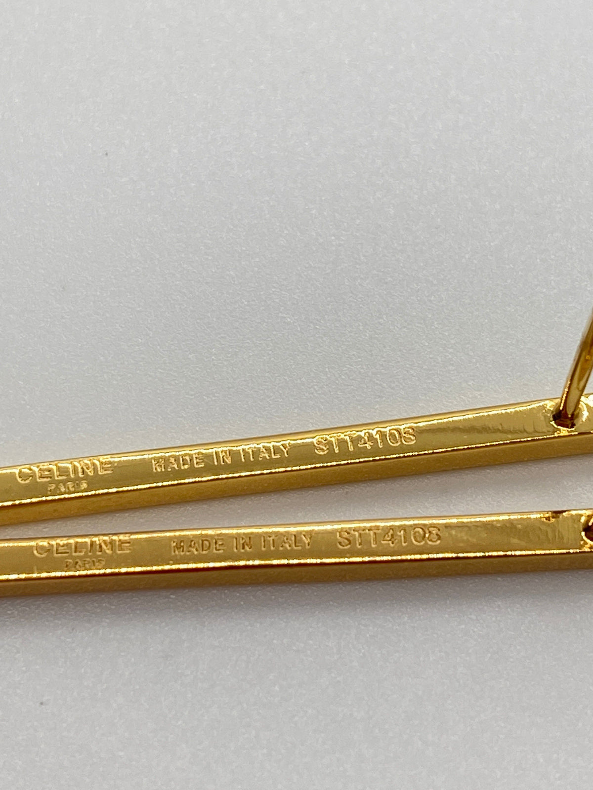 CELINE Gold Tone Rhinestone Stick Earrings - Pre owned