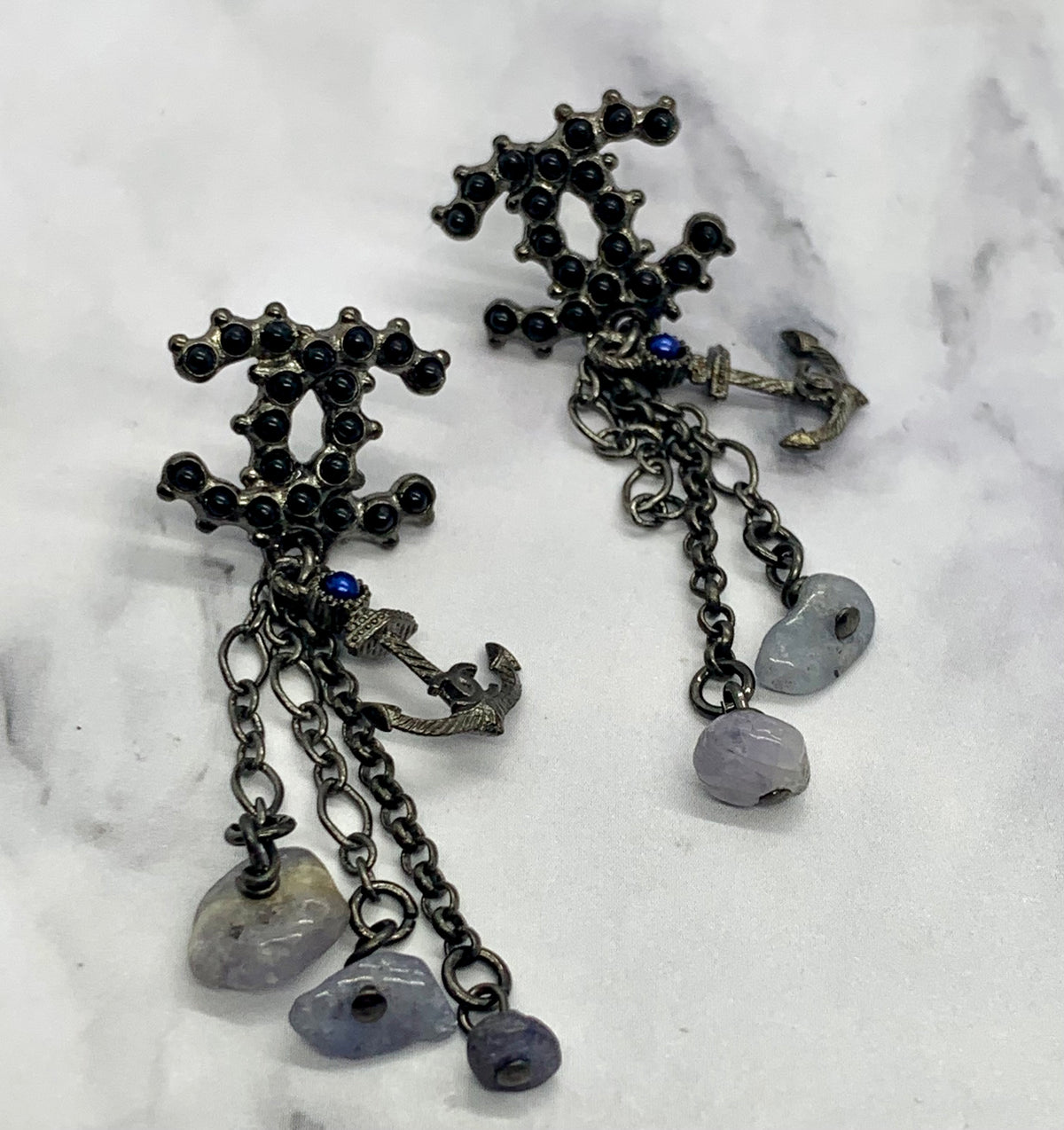 CHANEL CC Cruise Anchor Stone Earrings - Pre owned