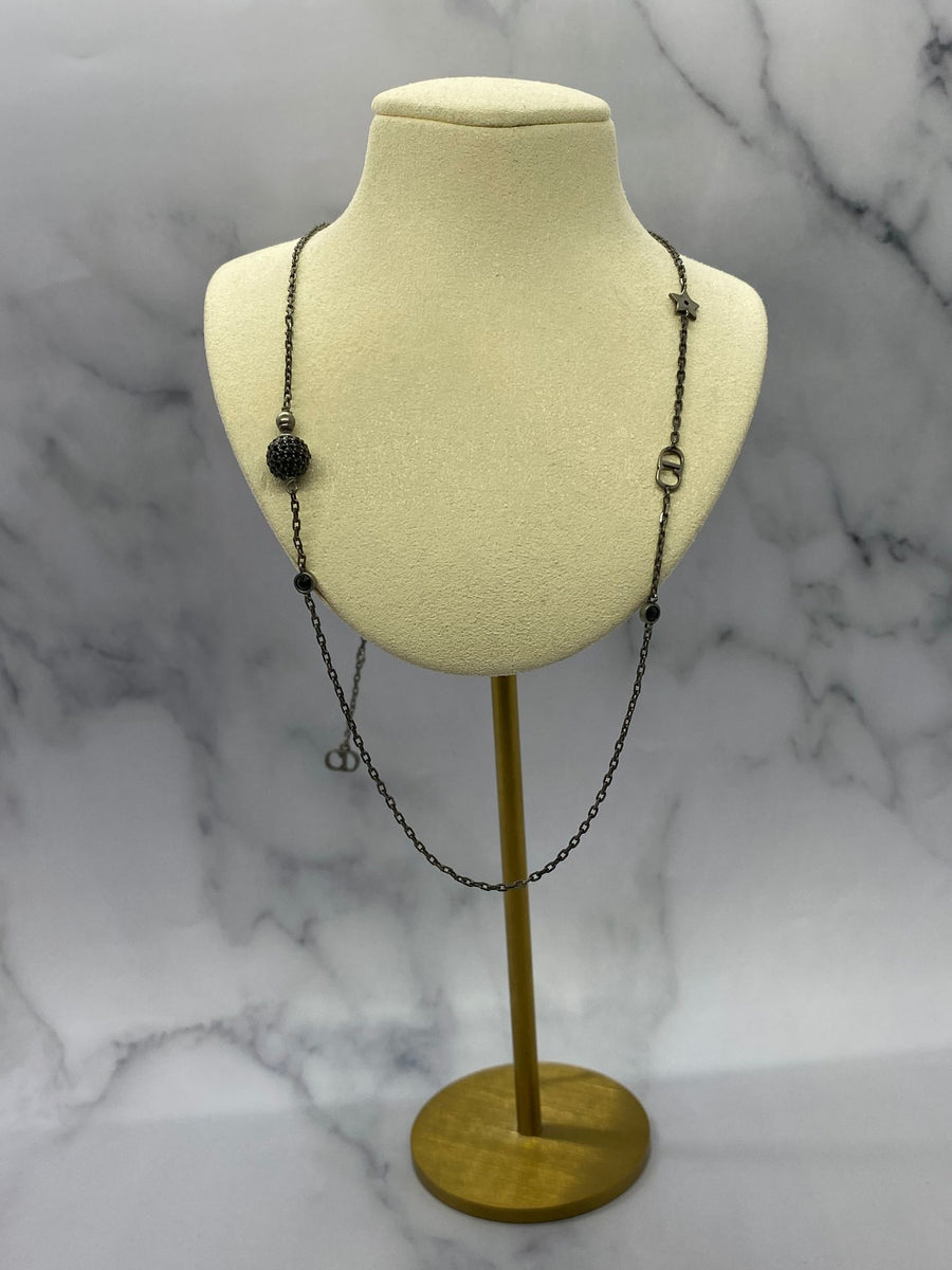 CHRISTIAN DIOR CD Black Chain Necklace - Pre owned