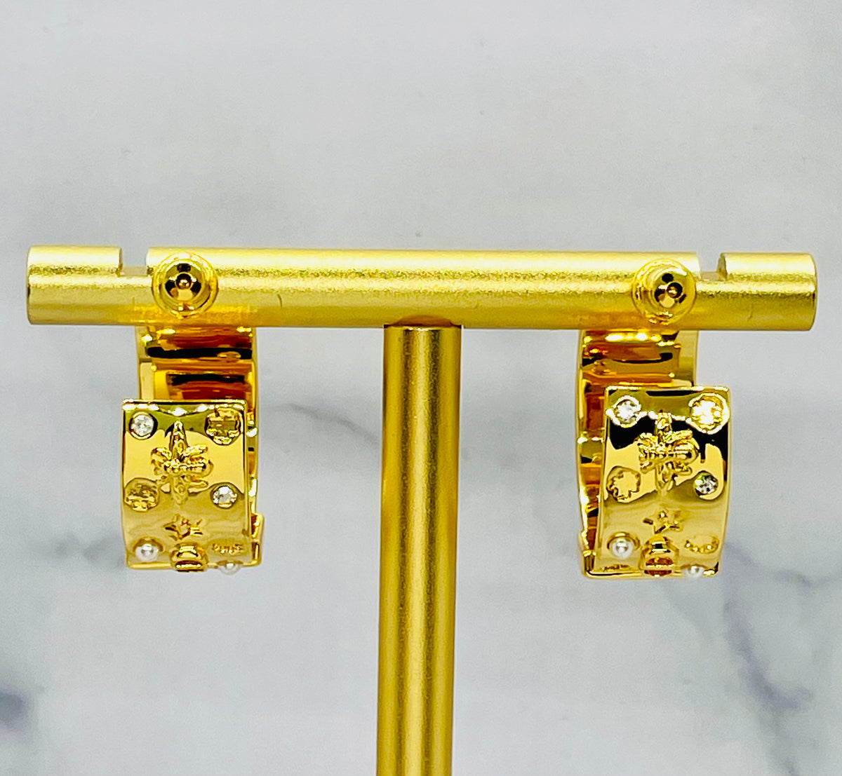 CHRISTIAN DIOR Rhinestone Hoop Earrings - Pre owned