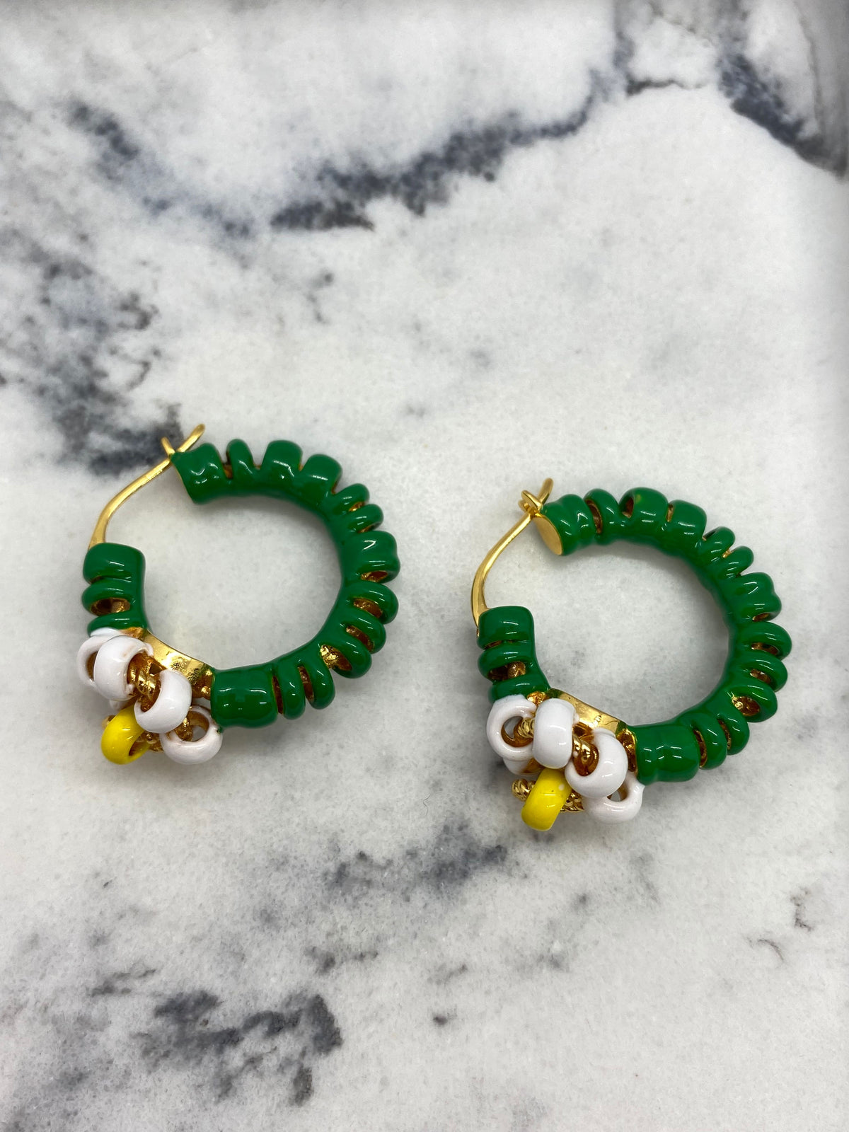 BOTTEGA VENETA Green Hoop Summer Earrings - Pre owned