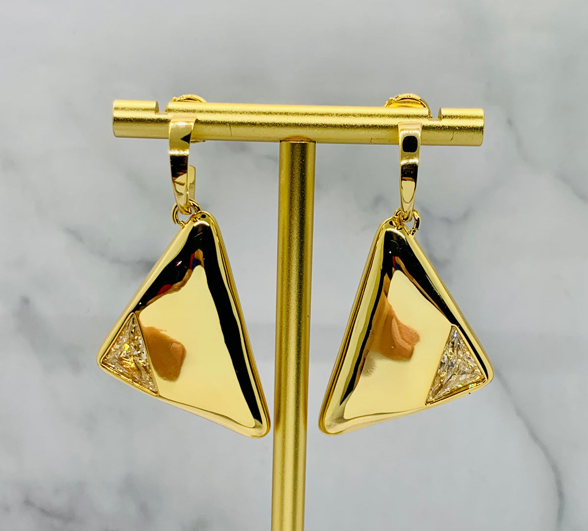 PRADA Triangle Rhinestone Earrings - Pre owned