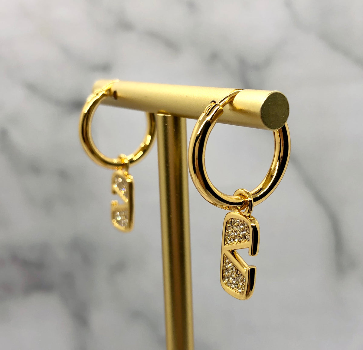 VALENTINO V Rhinestone Earrings - USED