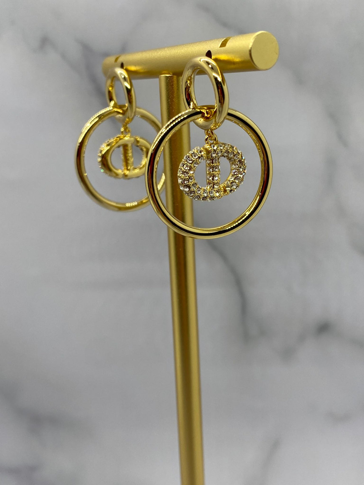 CHRISTIAN DIOR Rhinestone Hoop Earrings - Pre owned