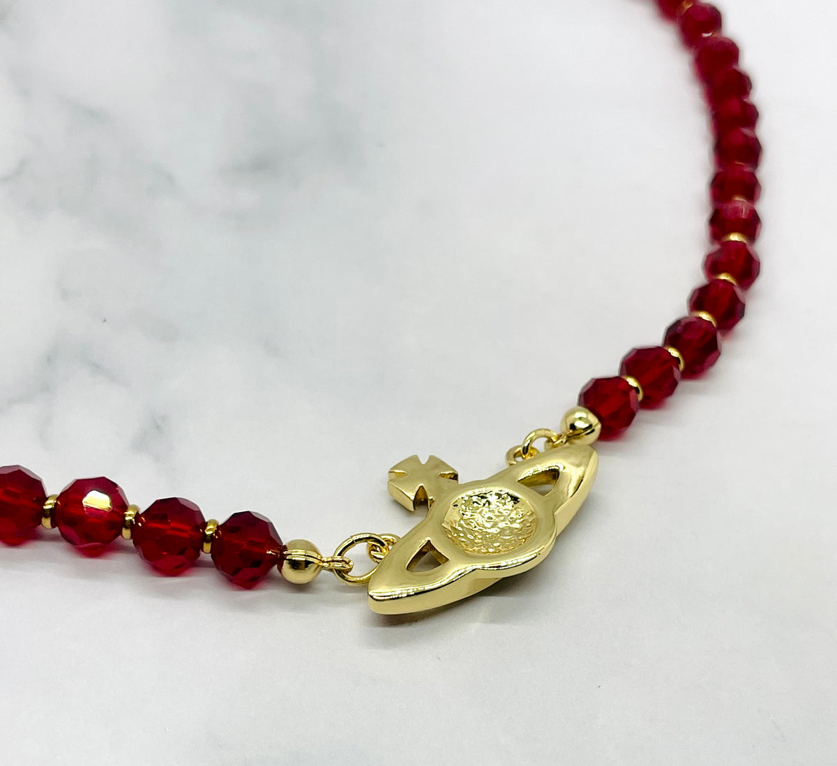 VIVIENNE WESTWOOD Red Beaded Orb Necklace - Pre owned