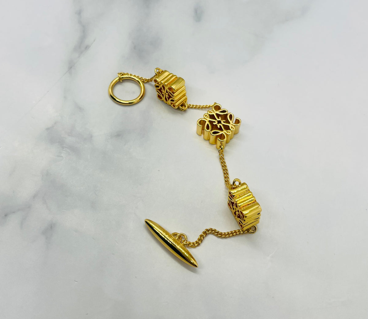 LOEWE Gold Tone Monogram Bracelet - Pre owned