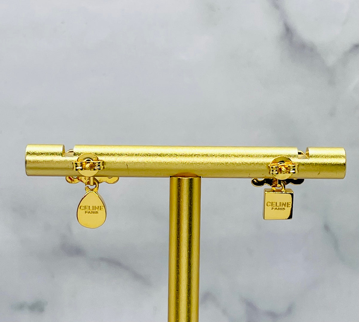 CELINE Rhinestone Monogram Earrings - Pre owned