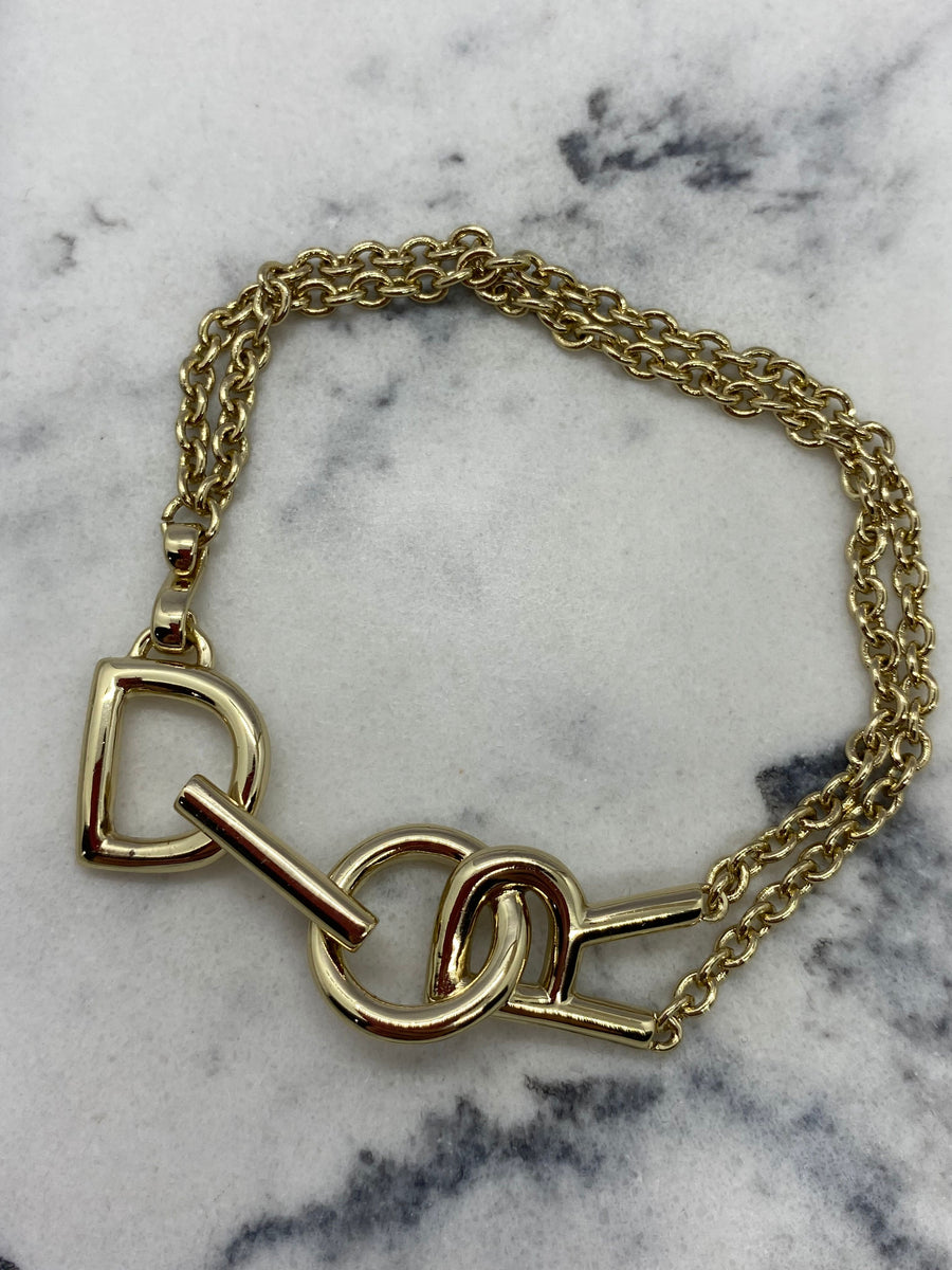 CHRISTIAN DIOR Silver Tone Logo Bracelet - Pre owned