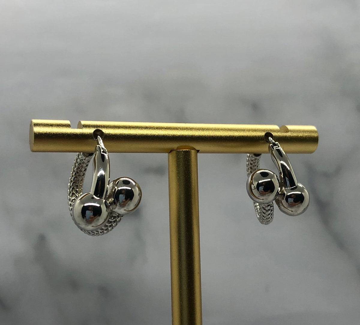 BOTTEGA VENETA Silver Tone Hoop Earrings - Pre owned