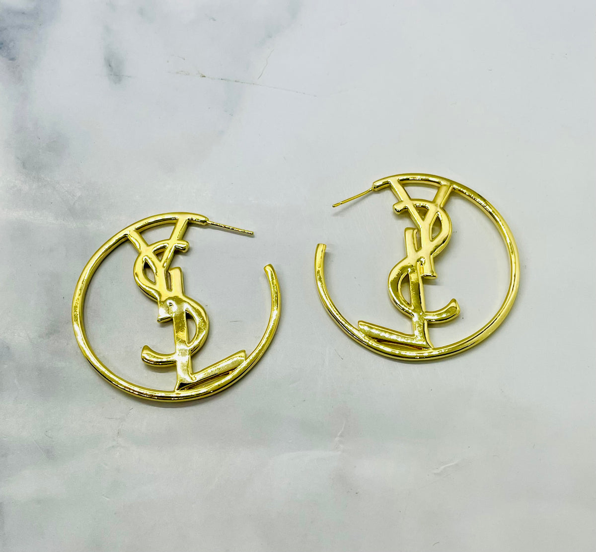YSL YVES SAINT LAURENT Monogram Hoop Earrings - Pre owned