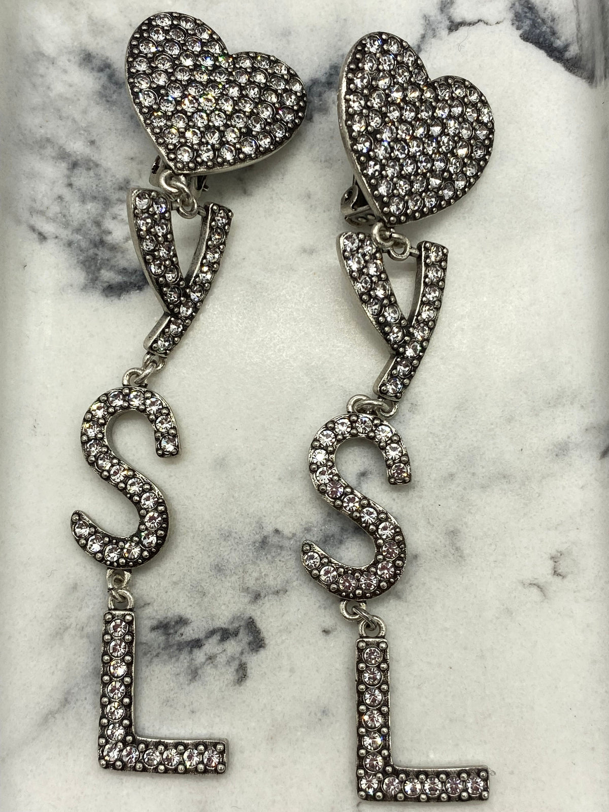 YSL Yves Saint Laurent Rhinestone Pendant Earrings - Pre owned