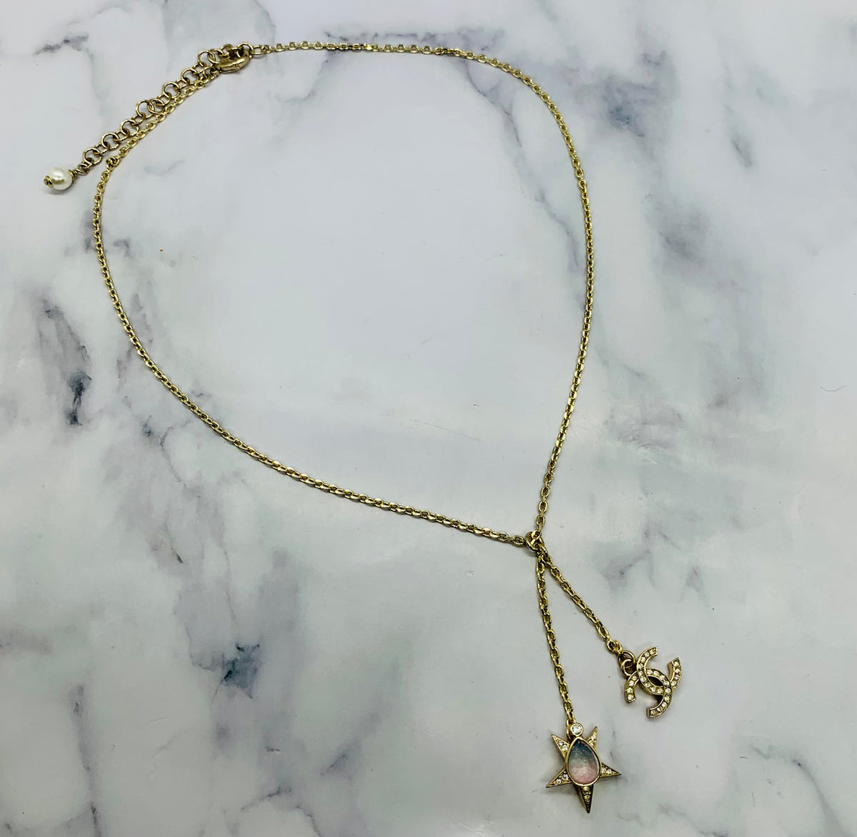 CHANEL CC Pendant Opal Star Necklace - Pre owned