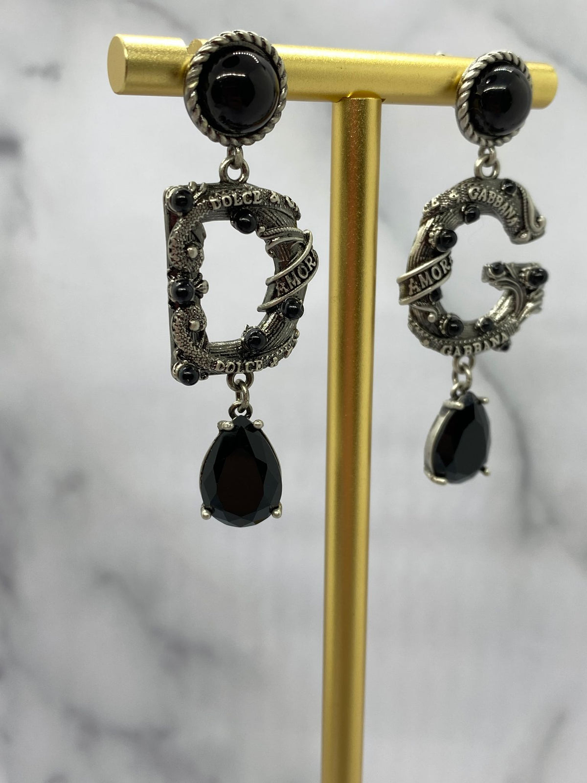 DOLCE & GABBANA D&G Black Pendant Earrings - USED