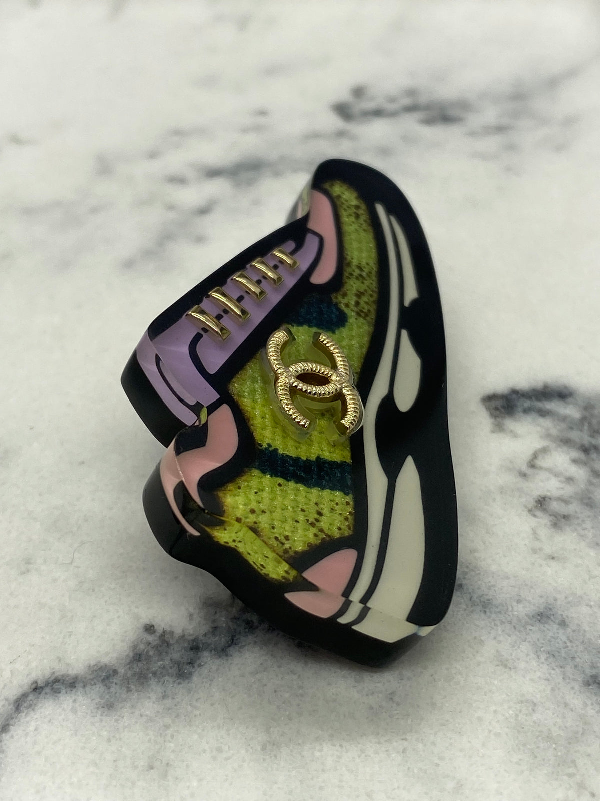 CHANEL CC Enamel Sneaker Brooch - USED