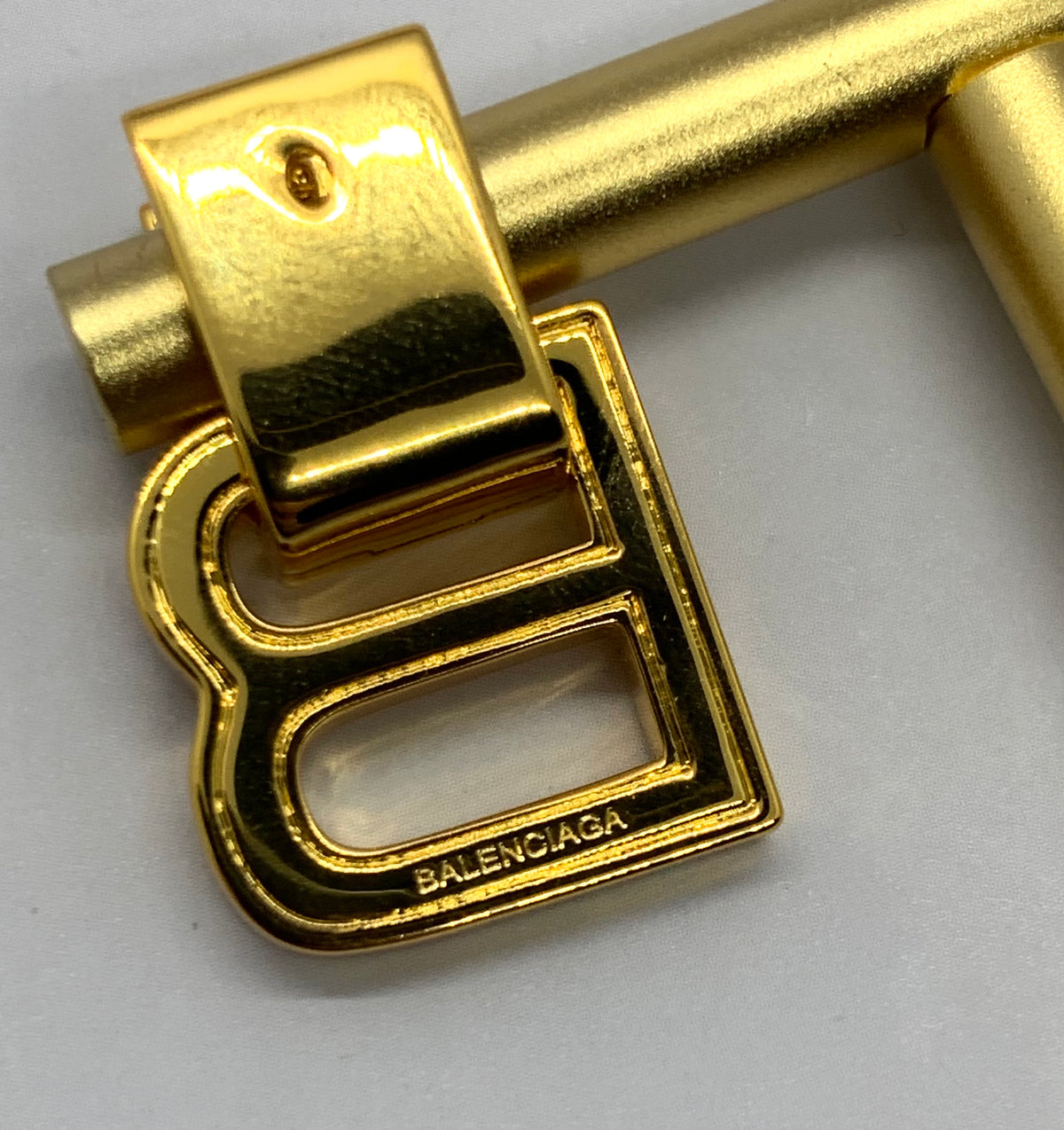 BALENCIAGA B Gold Tone Pendant Earrings - Pre owned