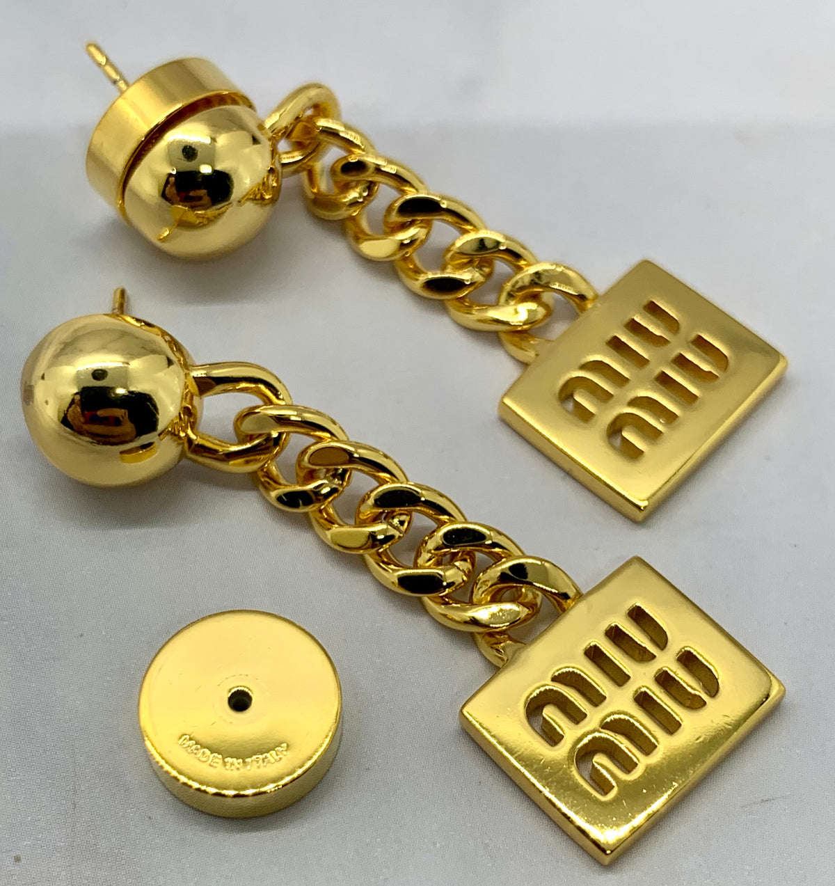 MIU MIU Gold Tone Pendant Earrings - Pre owned