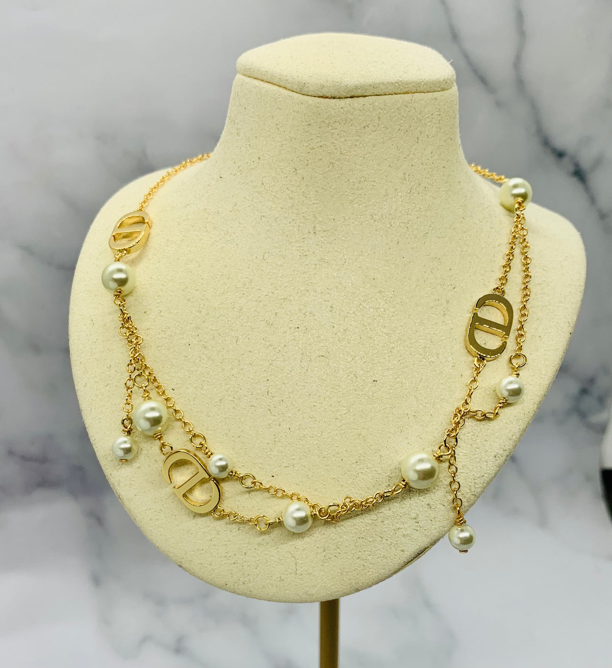 CHRISTIAN DIOR CD Pearl Statement Necklace - Pre owned