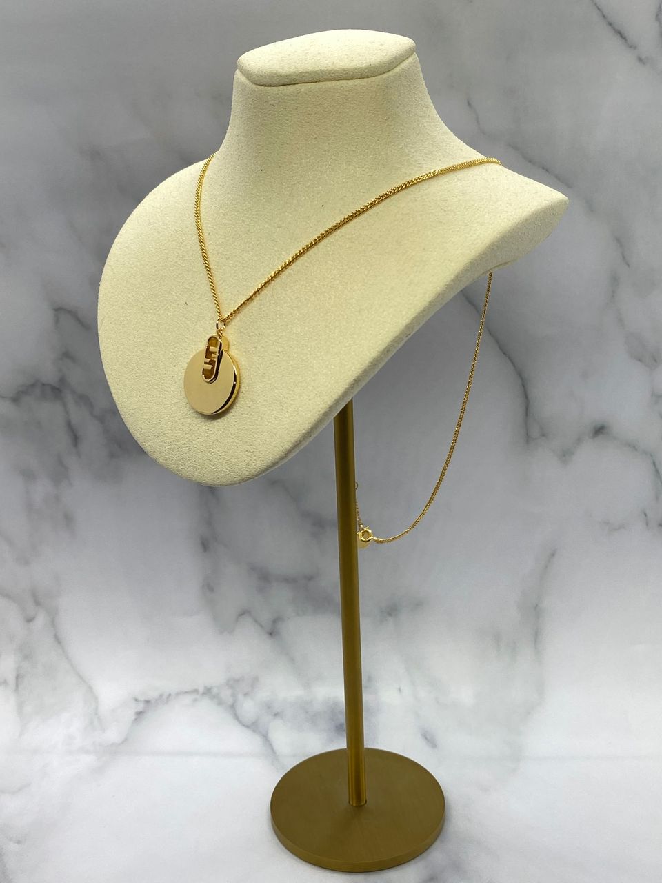 FENDI F Monogram Pendant Disc Necklace - Pre owned