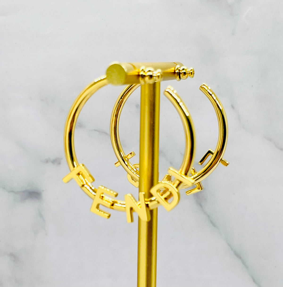 FENDI Gold Tone Hoop Earrings - Pre owned