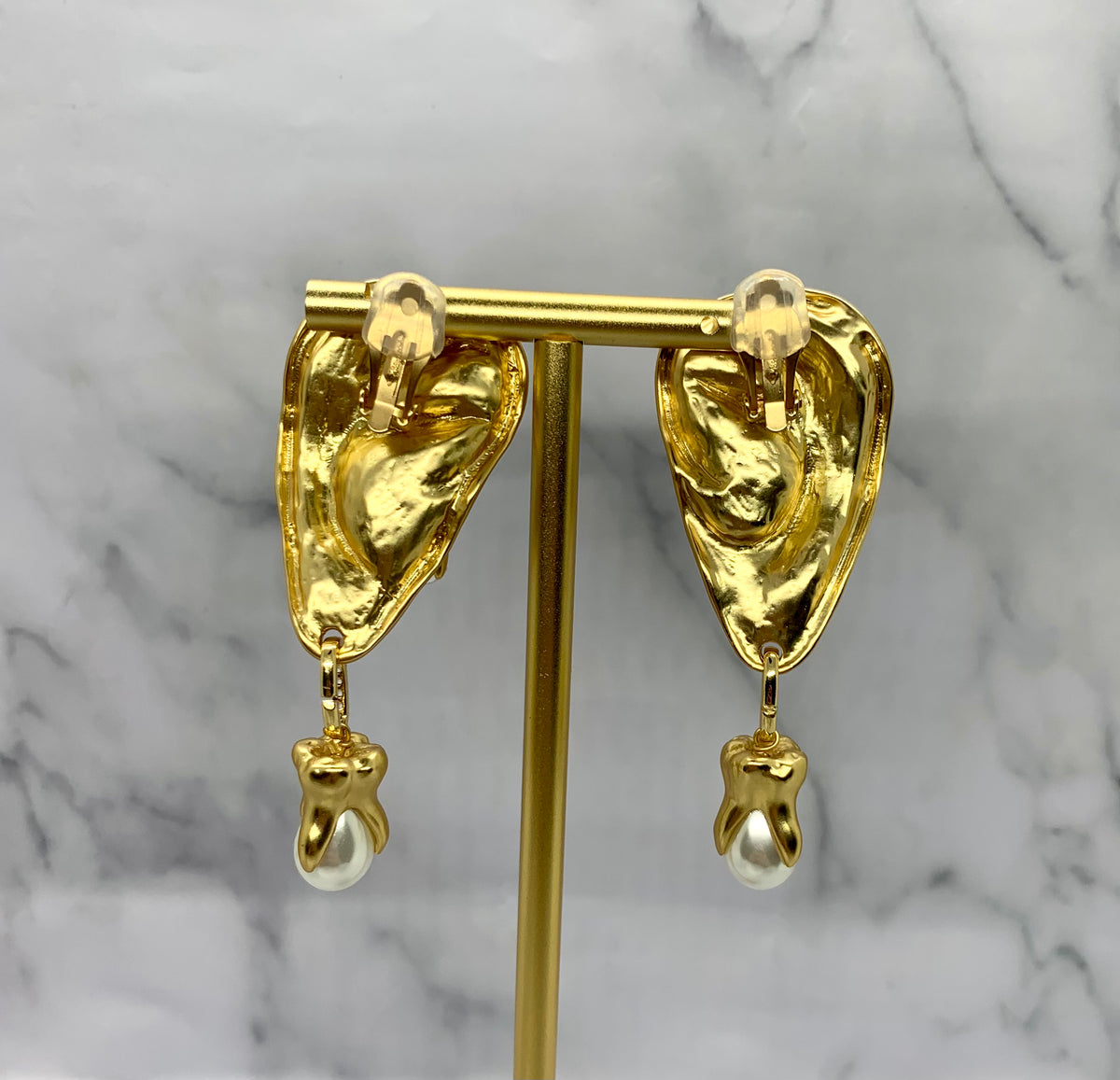 SCHIAPARELLI Statement Tooth & Ear Pendant Earrings - Pre owned