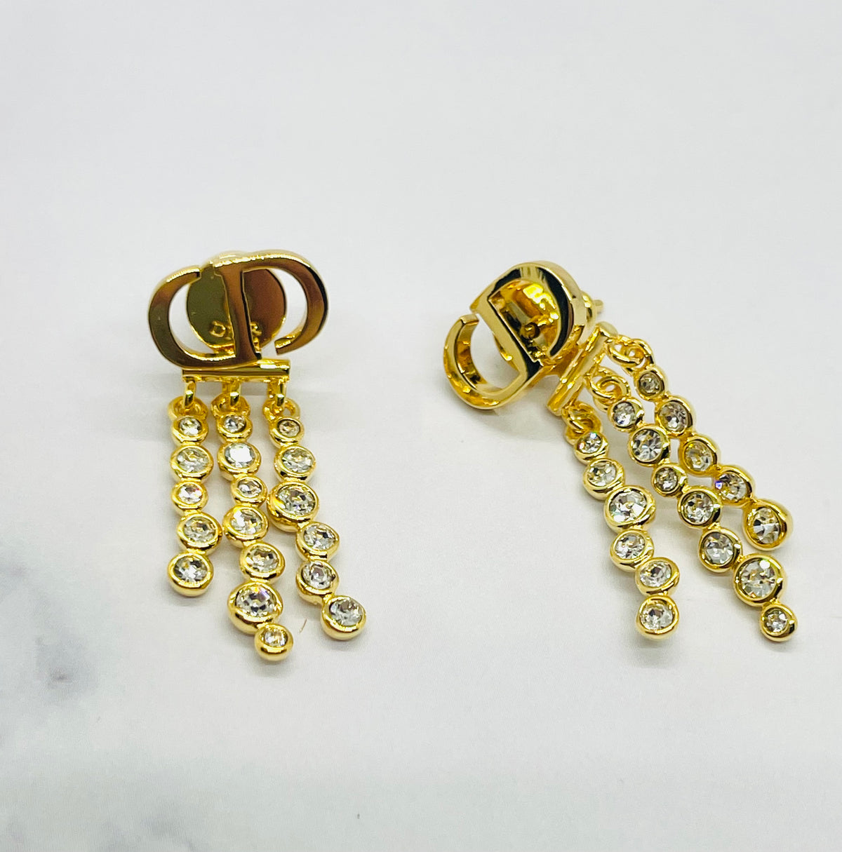 CHRISTIAN DIOR CD Rhinestone Earrings - Pre owned