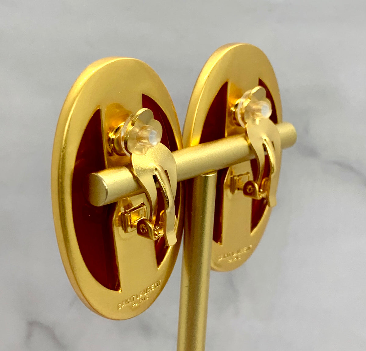 YSL YVES SAINT LAURENT  Carnelian Clip On Earrings - Pre owned
