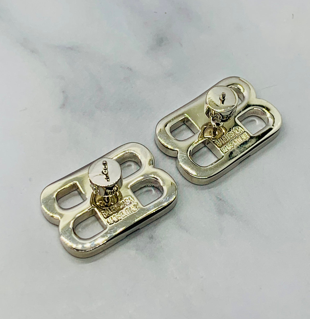 BALENCIAGA Silver Tone Rhinestone Earrings - Pre owned