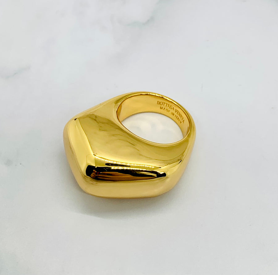 BOTTEGA VENETA Gold Tone Fin Ring Sz 7 M - Pre owned