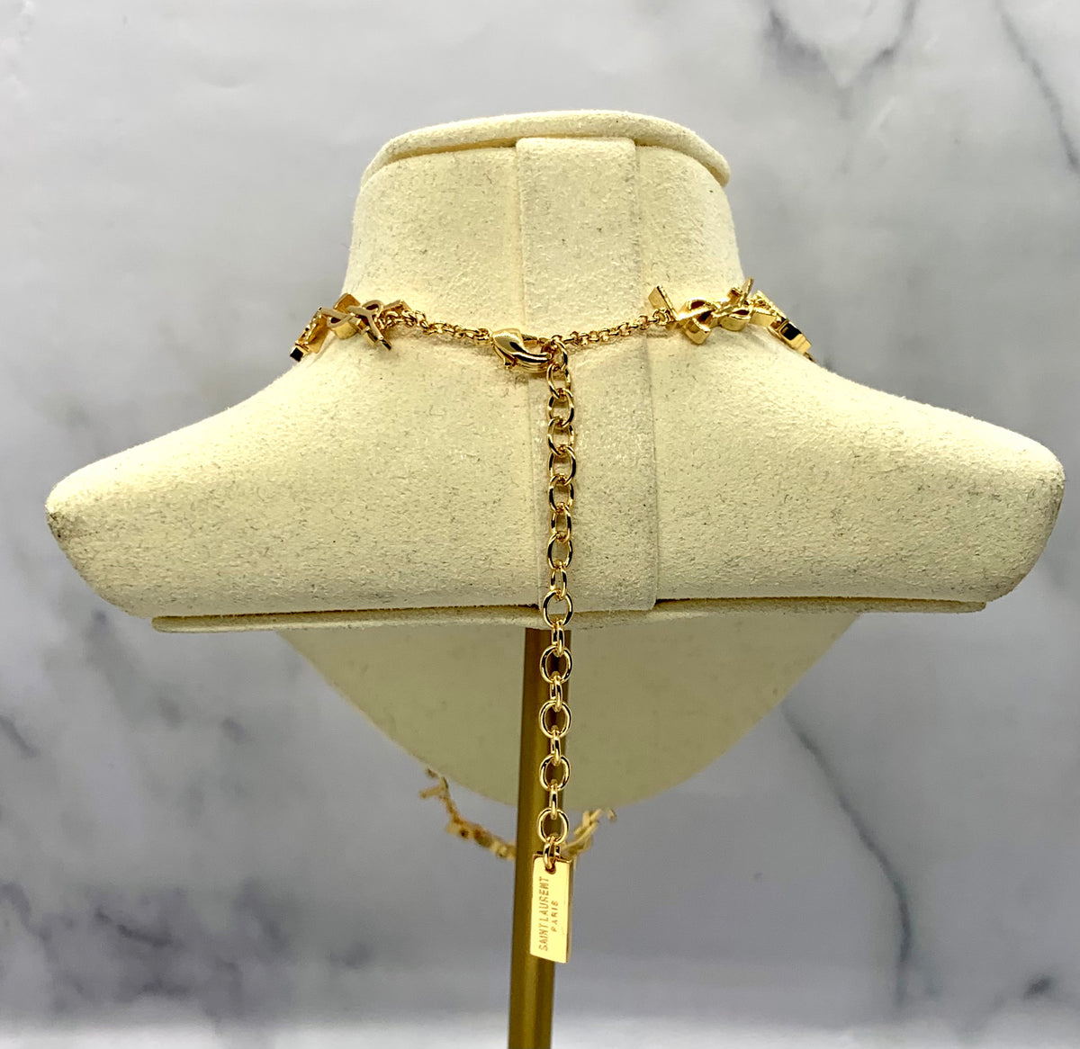 YSL YVES SAINT LAURENT Gold Monogram Necklace - Pre owned