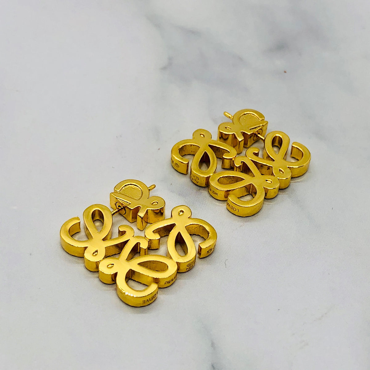 LOEWE Rhinestone Monogram Earrings - Pre owned