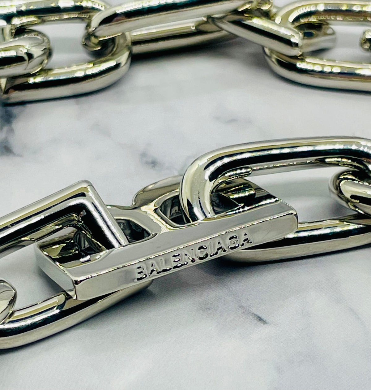 BALENCIAGA B Silver Tone Chain UNISEX Necklace - Pre owned