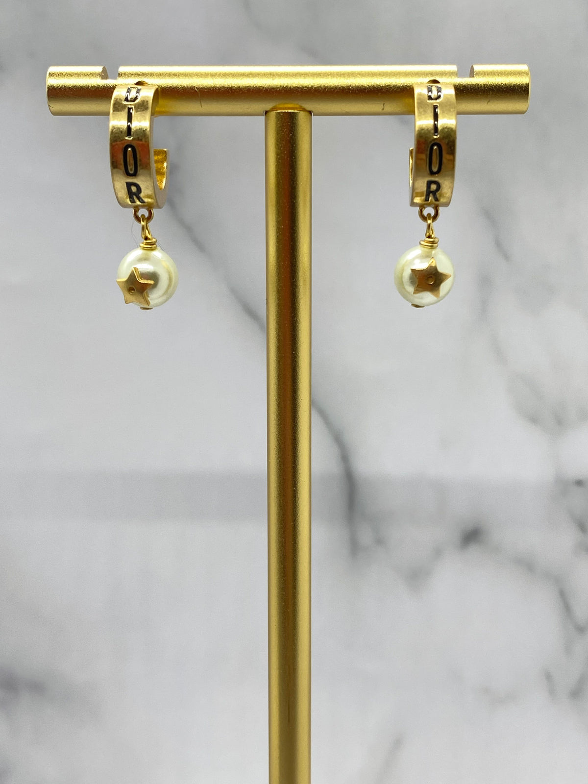 CHRISTIAN DIOR Pearl Hoop Earrings - Pre owned