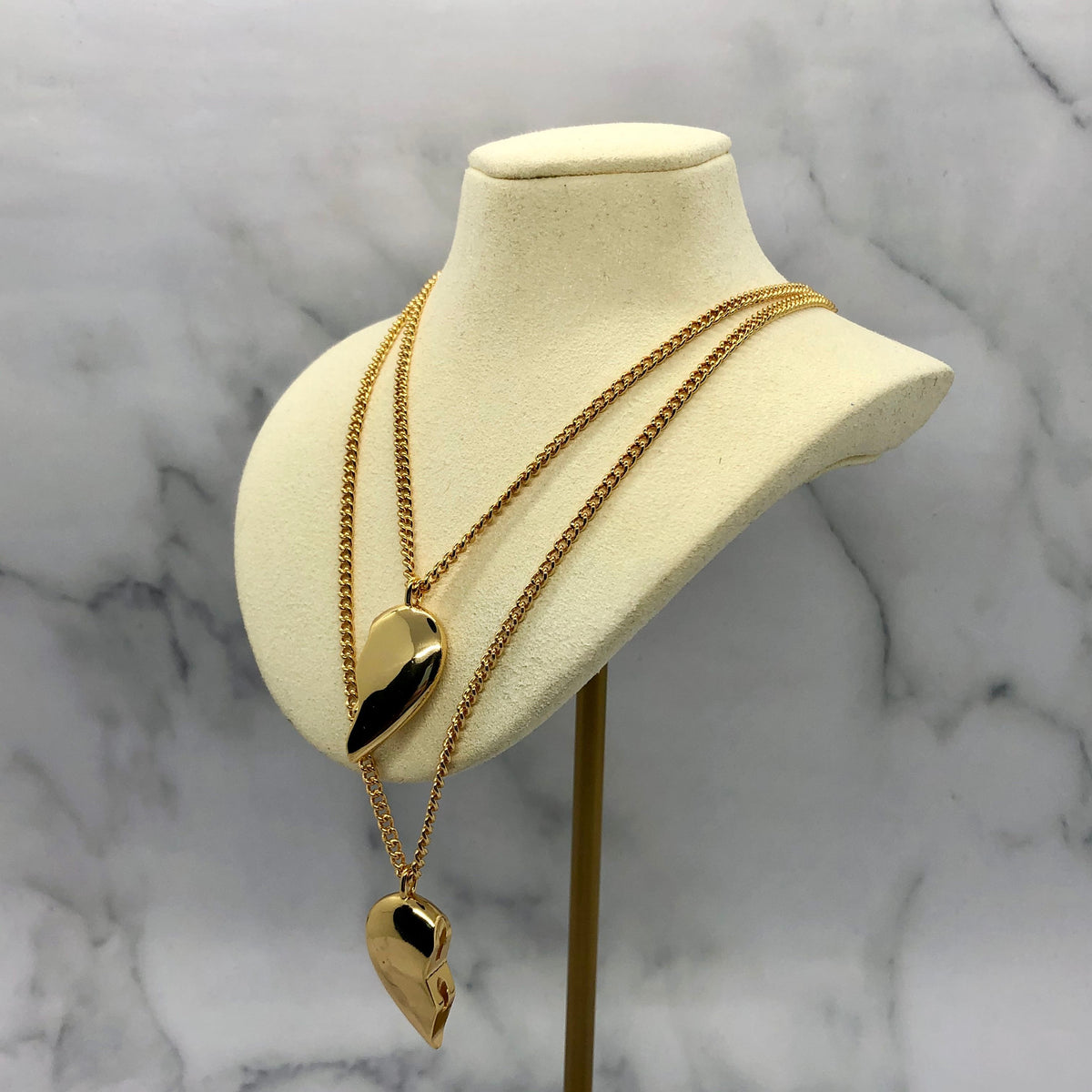 BALENCIAGA Love Lock Friendship Heart Gold Necklace Set - Pre owned