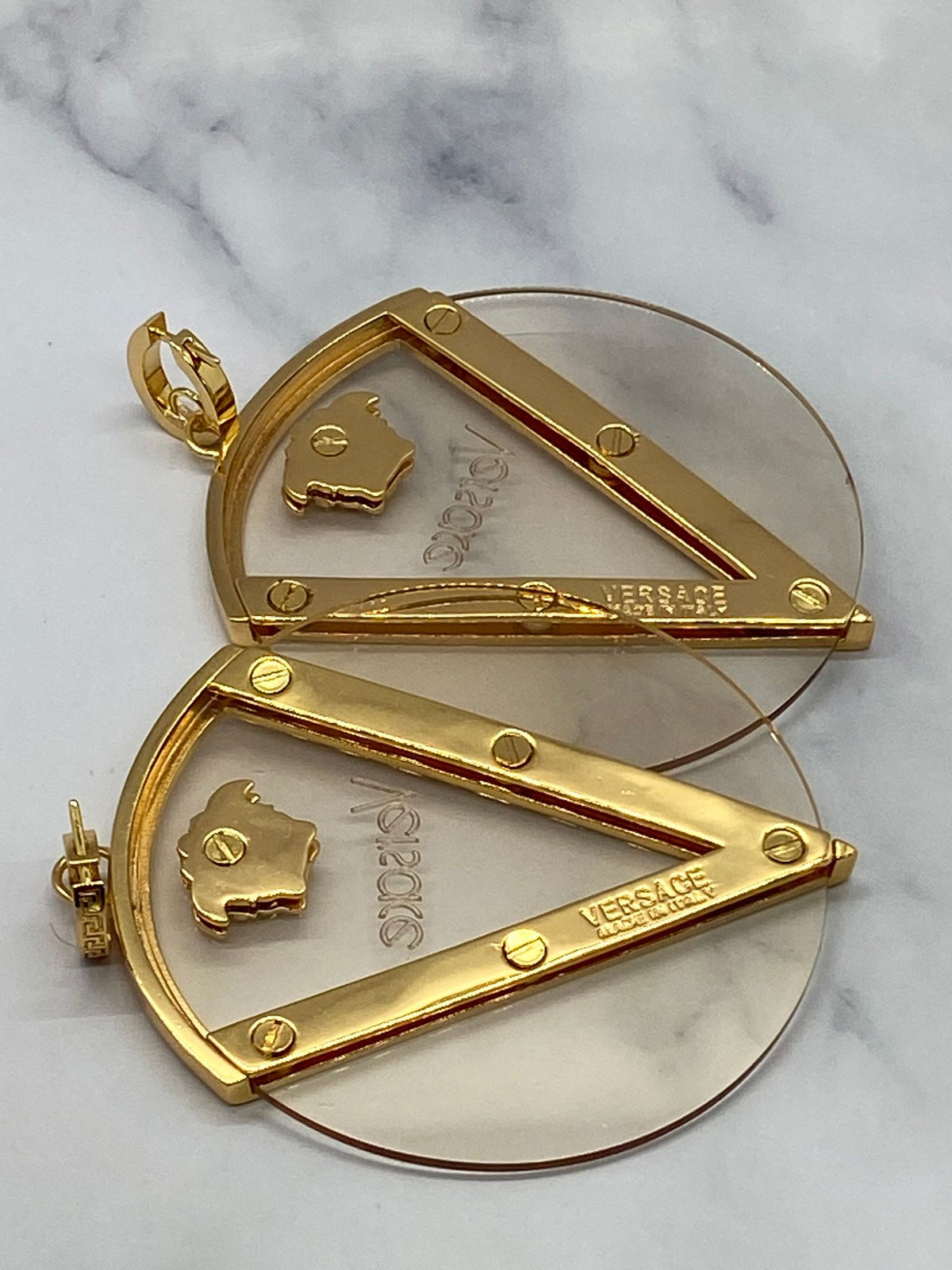 VERSACE Medusa Acrylic V Earrings - Pre owned