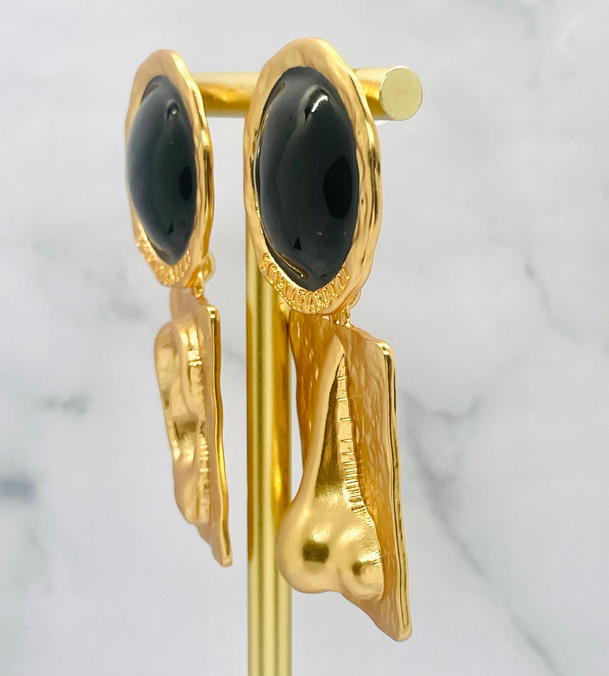 SCHIAPARELLI Onyx Statement Earrings - Pre owned