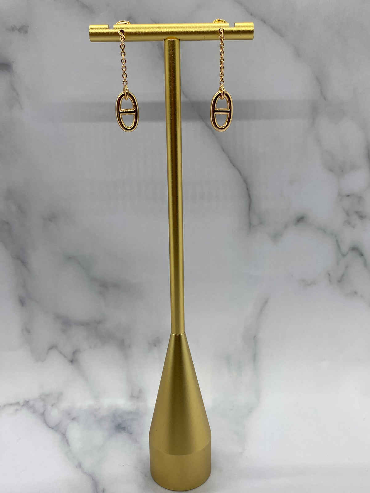 HERMES Gold Tone Pendant Earrings - Pre owned