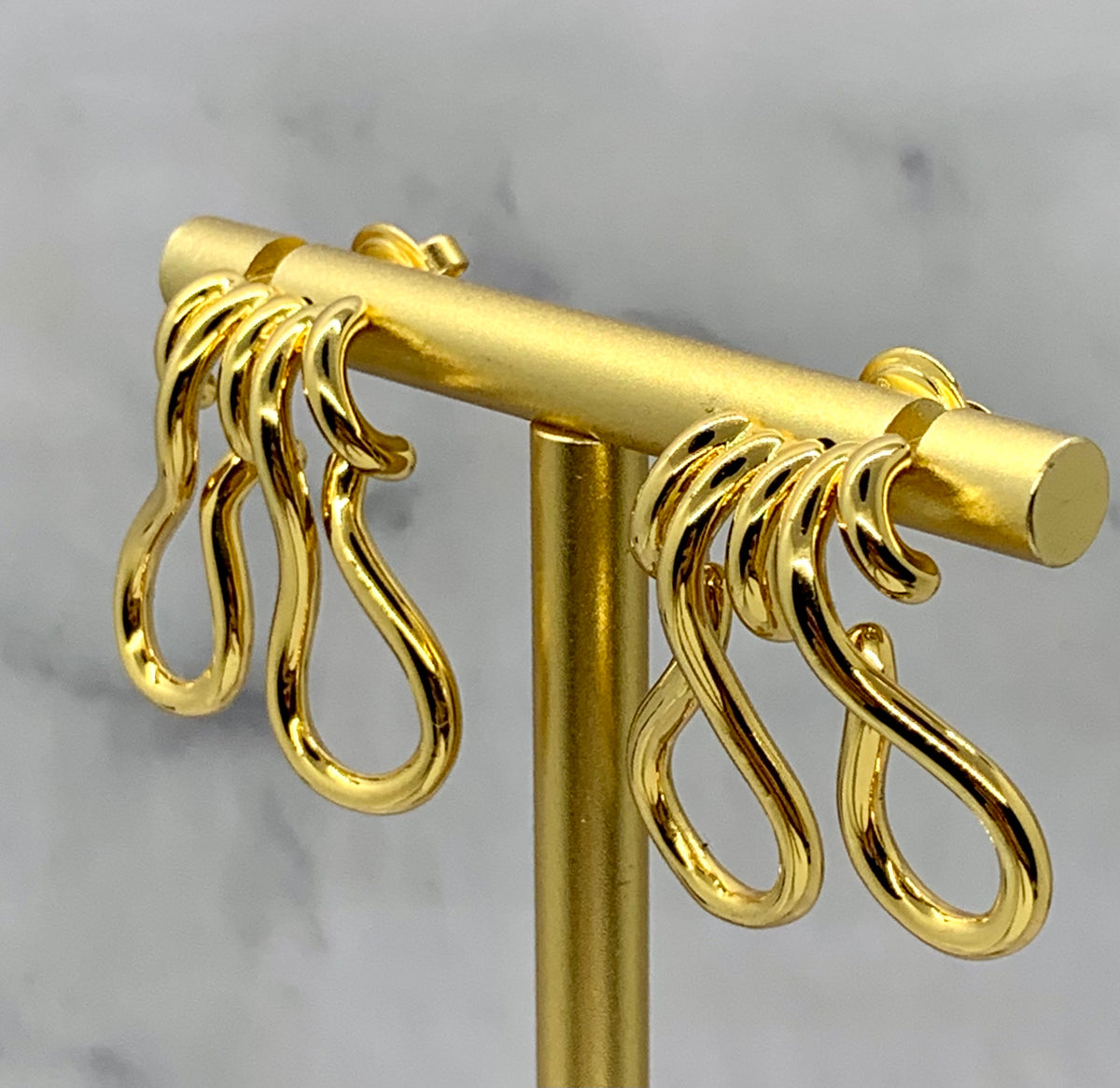 BOTTEGA VENETA Gold Tone Loop Earrings - Pre owned